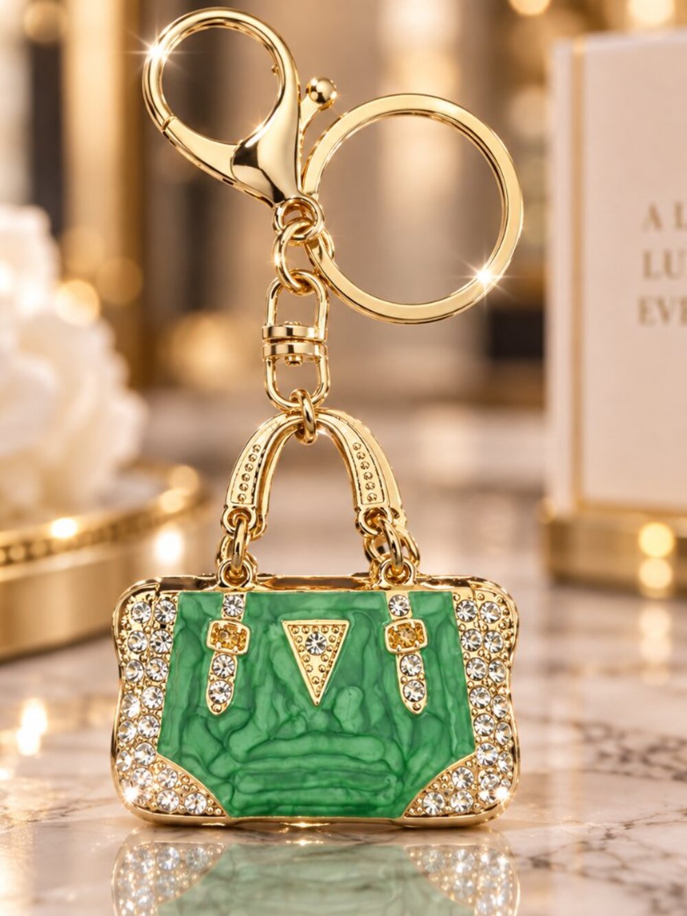 Pink Glam Rhinestone Mini Handbag Keychain Purse Charm - Picture 2 of 5